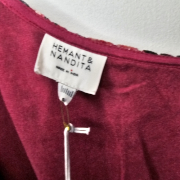 NWT Hemant and Nandita Mehr One-Shoulder Black Red Women's Dress Size Small - Picture 9 of 11